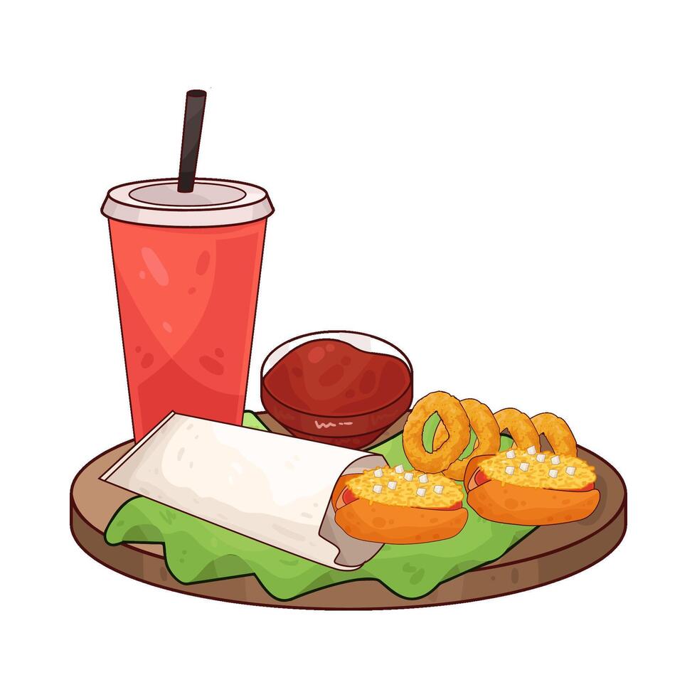 illustration of soda cup and hotdog vector