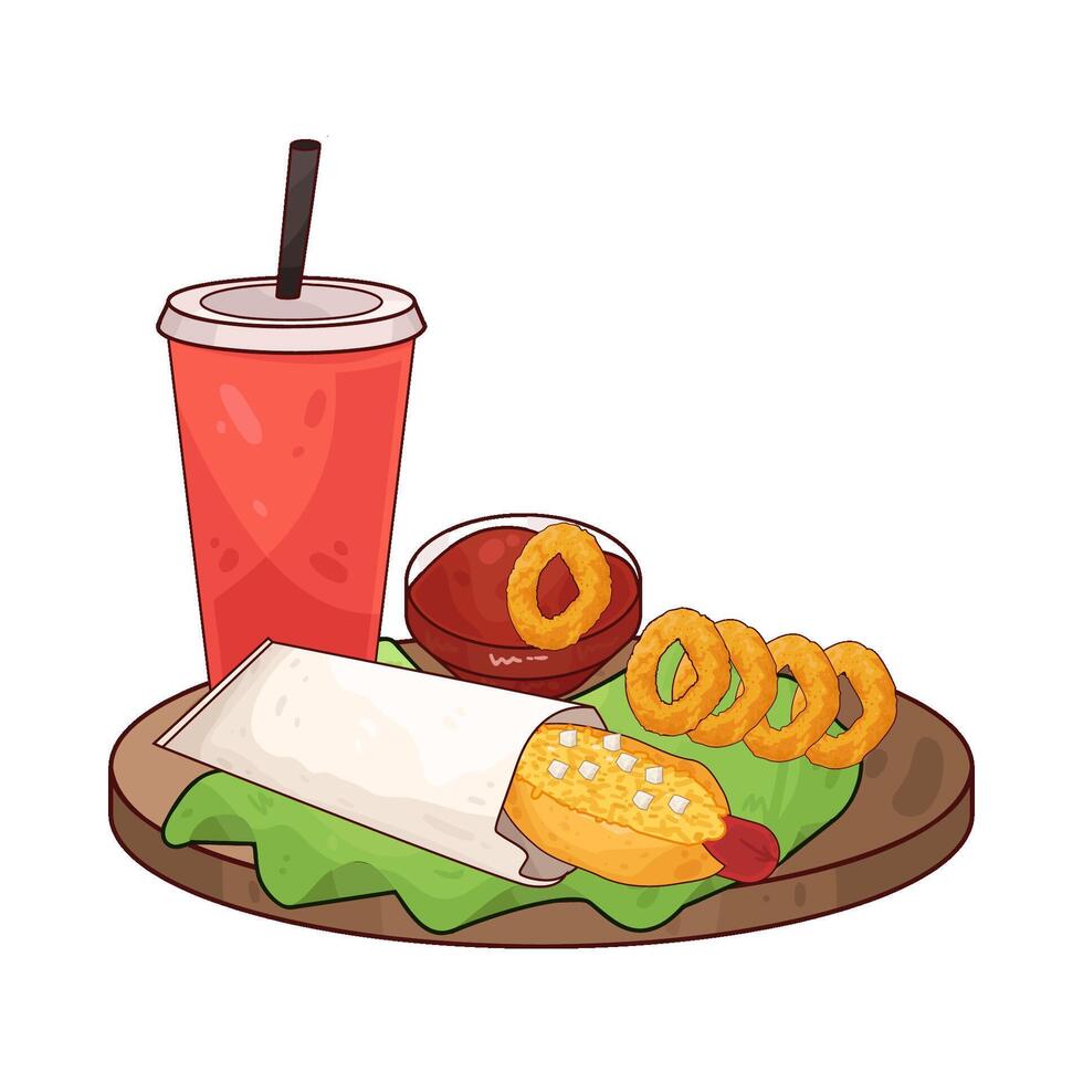 hotdog with soda cup vector