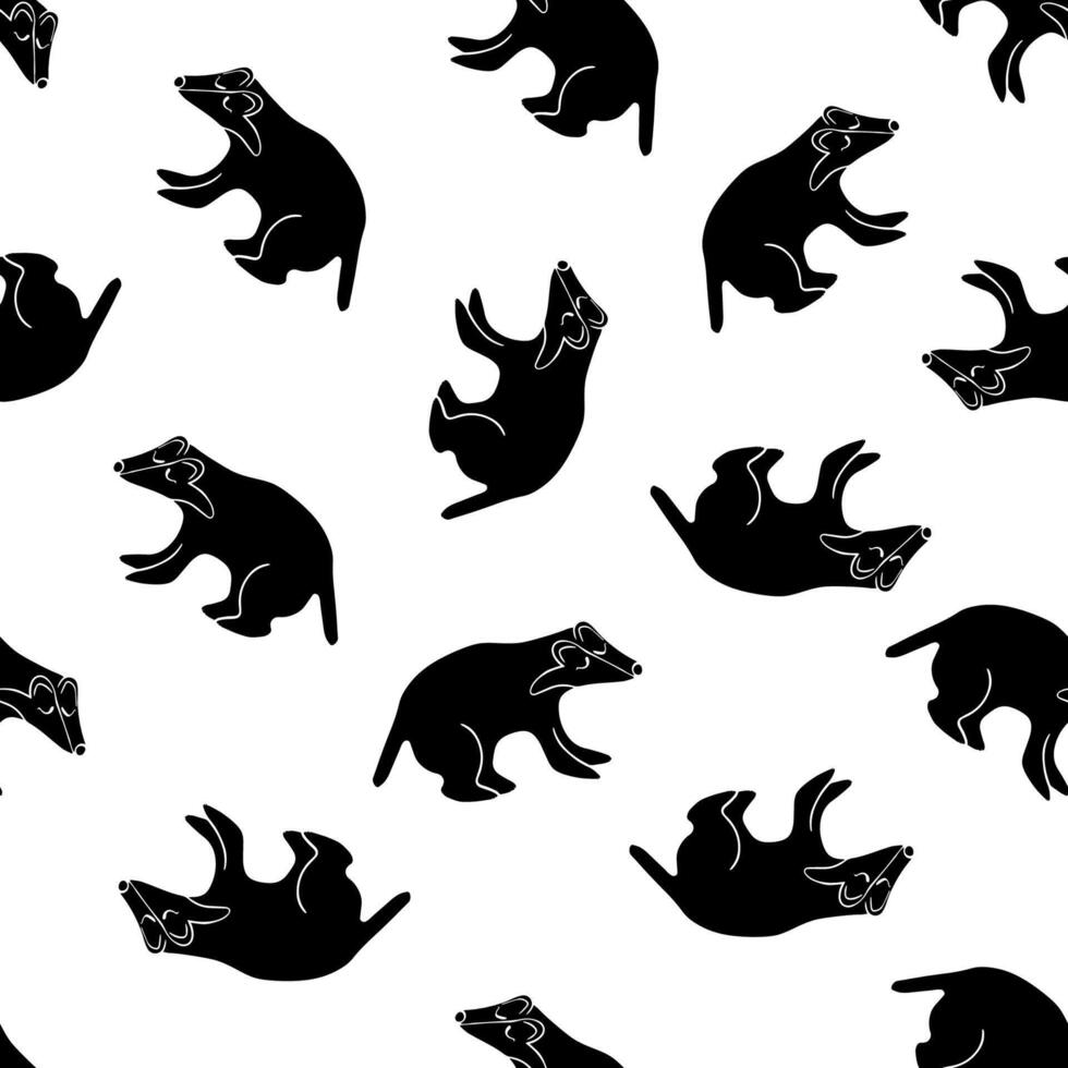 Illustration of black and white pattern with wolverines. vector