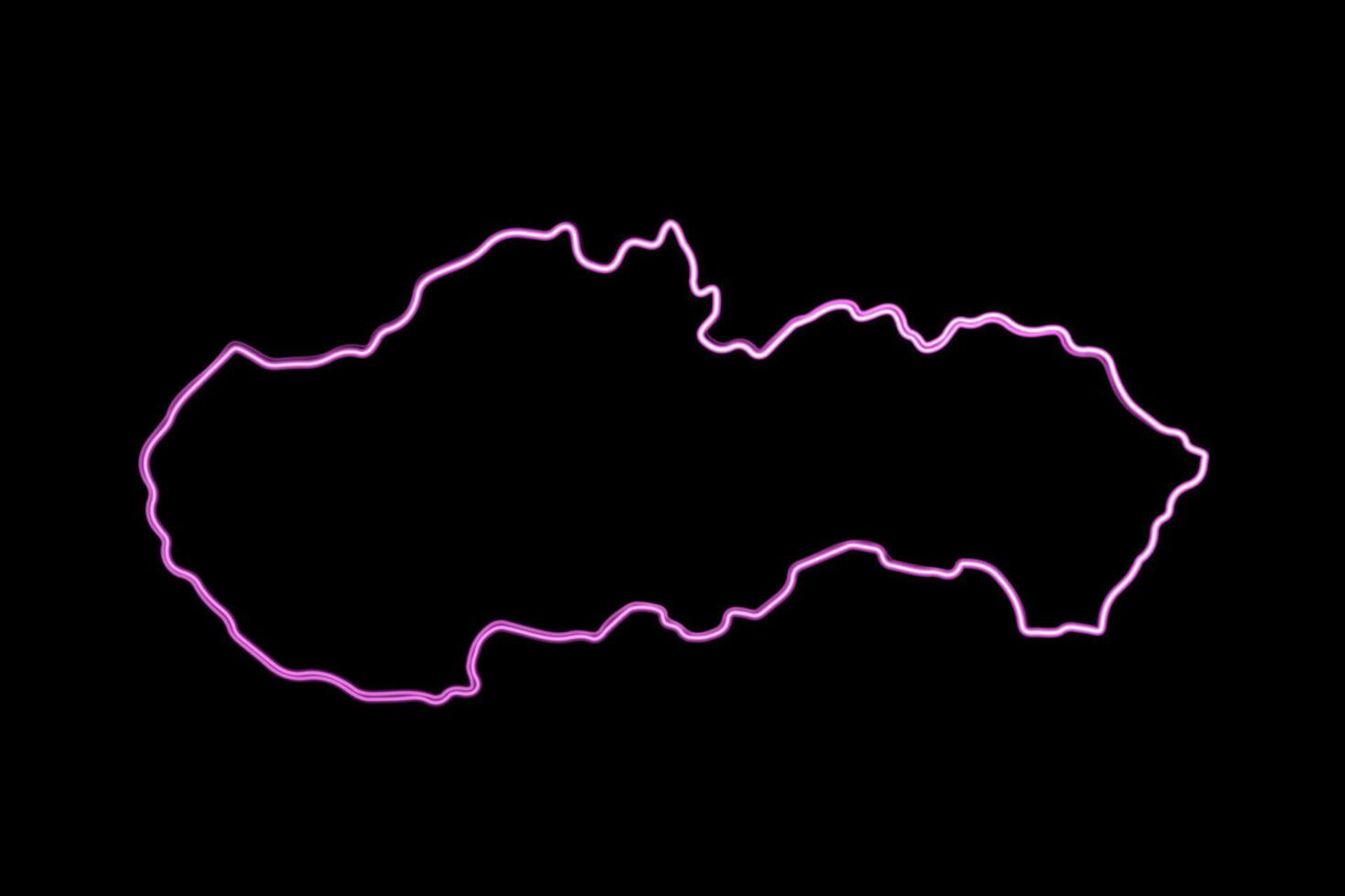 Illustration of Slovakia map with neon effect. A simple silhouette of the borders of Slovakia. vector