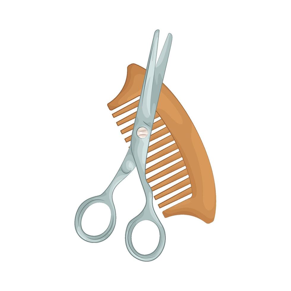 Plastic Comb with scissors vector