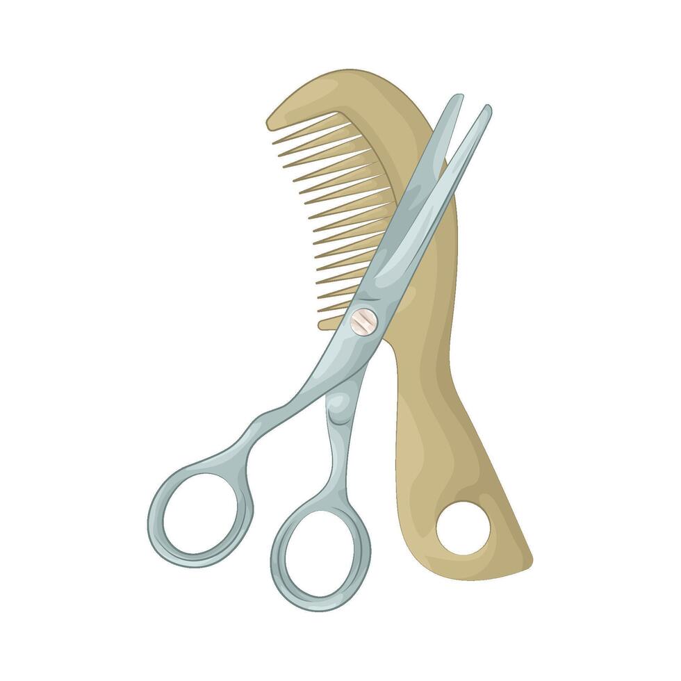 Modern Combs and Scissors illustration vector