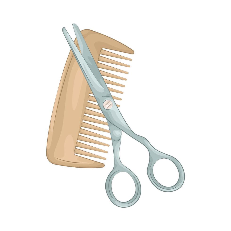 illustration of Modern Combs and Scissors vector