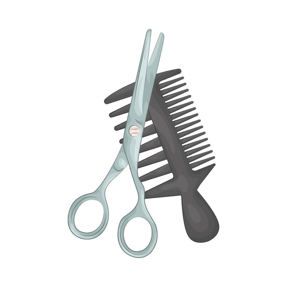 Elegant Comb and Scissors illustration vector