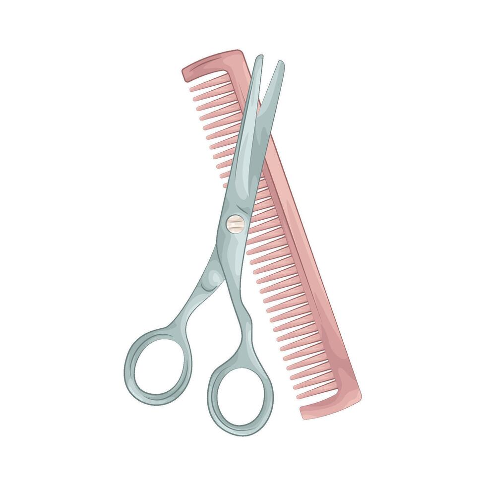 Elegant Comb and Scissors vector