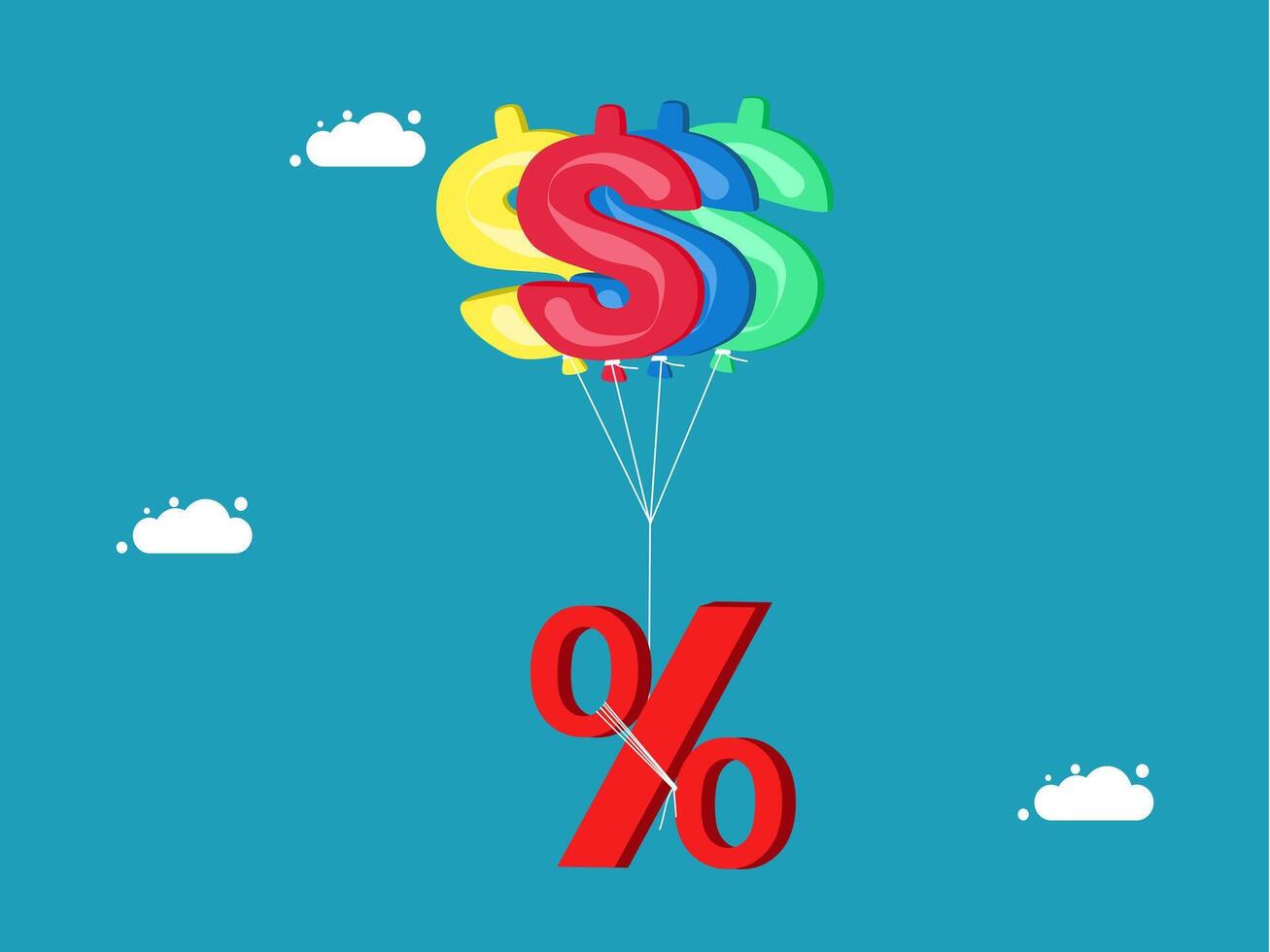 dollar sign and percent sign on a blue background vector