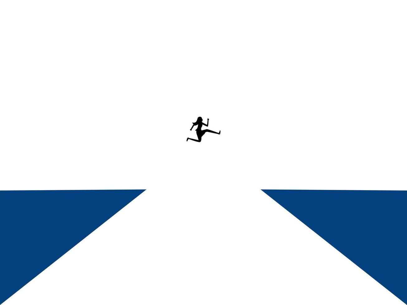 a person running on a blue and white line vector