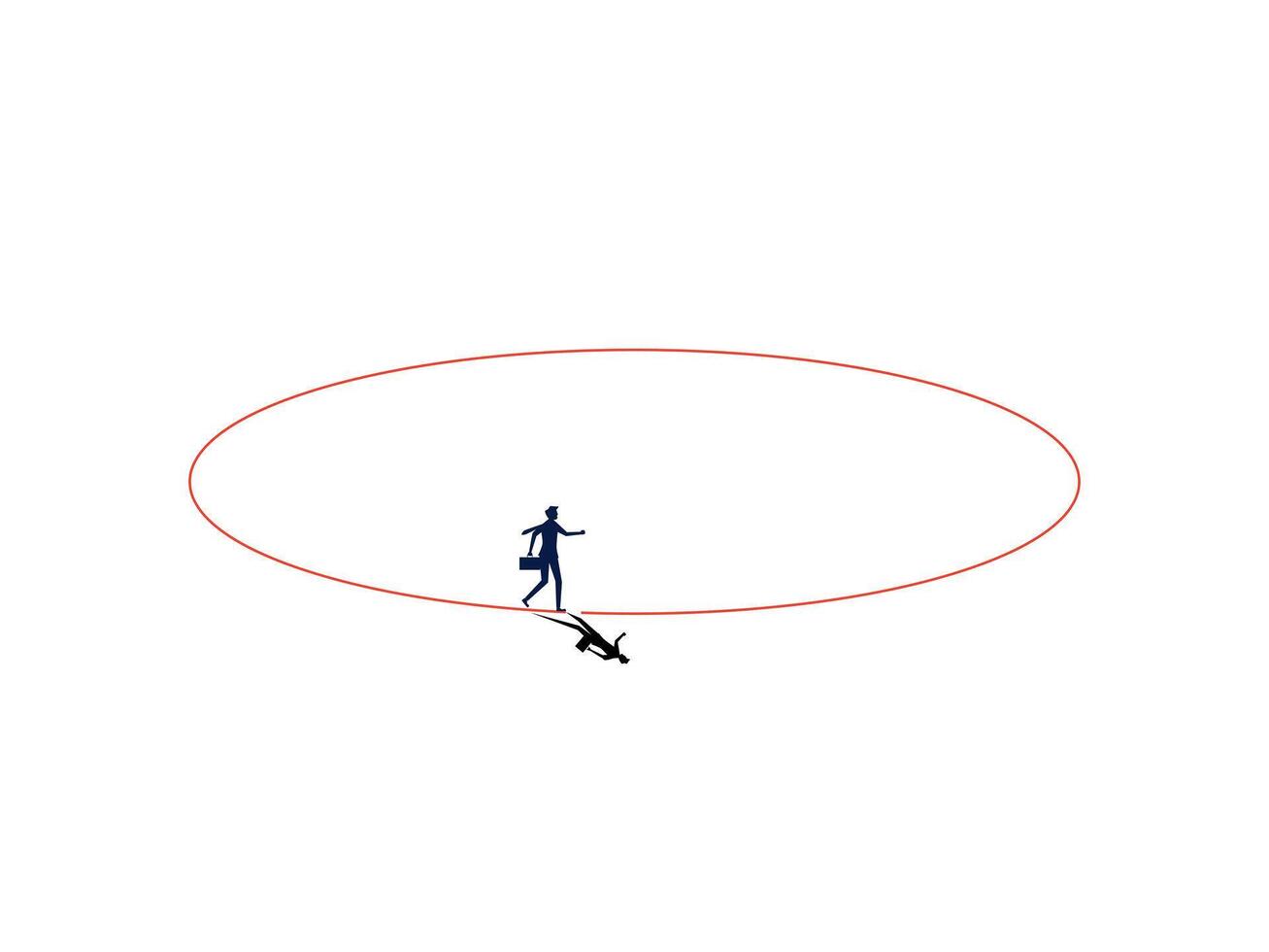 a person walking on a rope with a dog vector