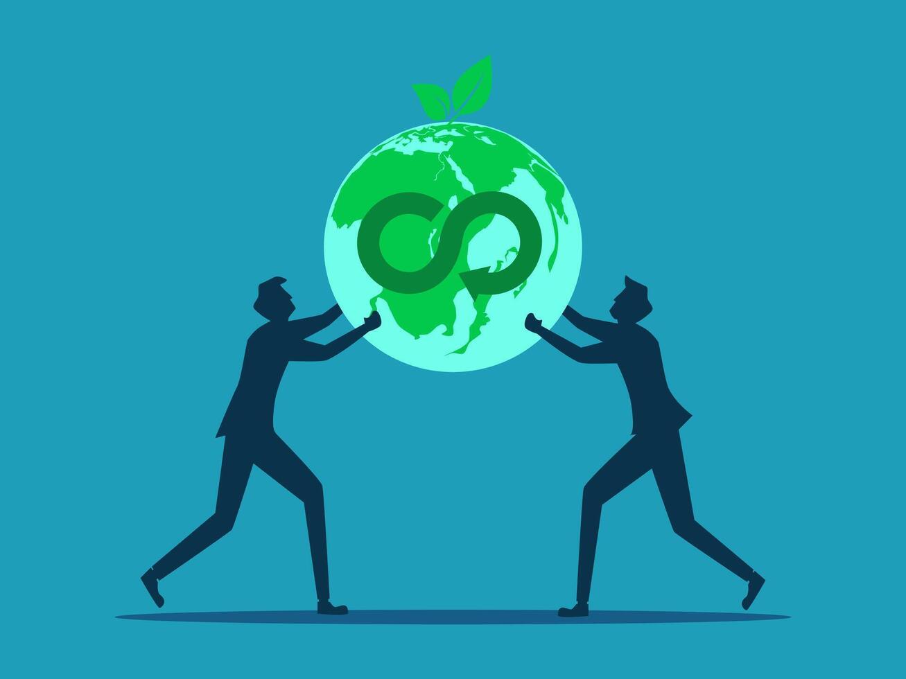 two businessmen are holding a globe with the word eco on it vector