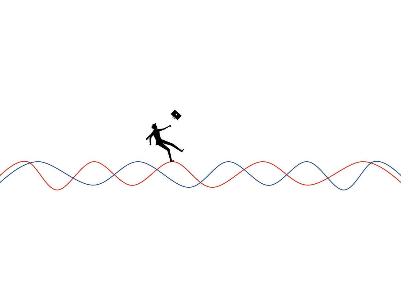 a man is jumping over a wave with a kite vector