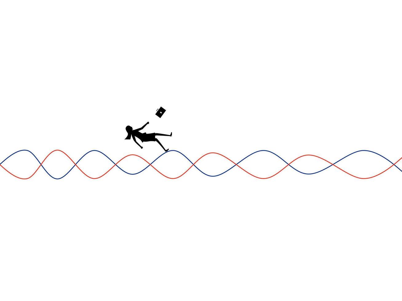 woman is flying over a wave with a kite vector