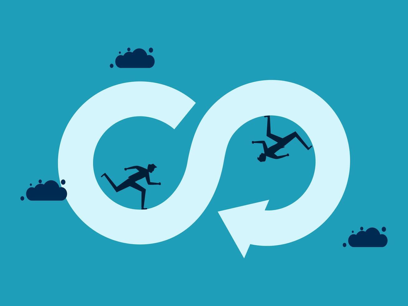 two people running in circles around a circle with the word co vector