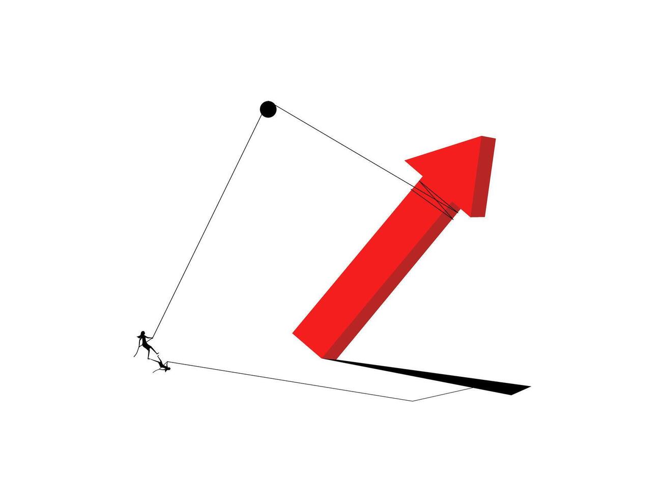 woman is pulling a red arrow up a rope vector