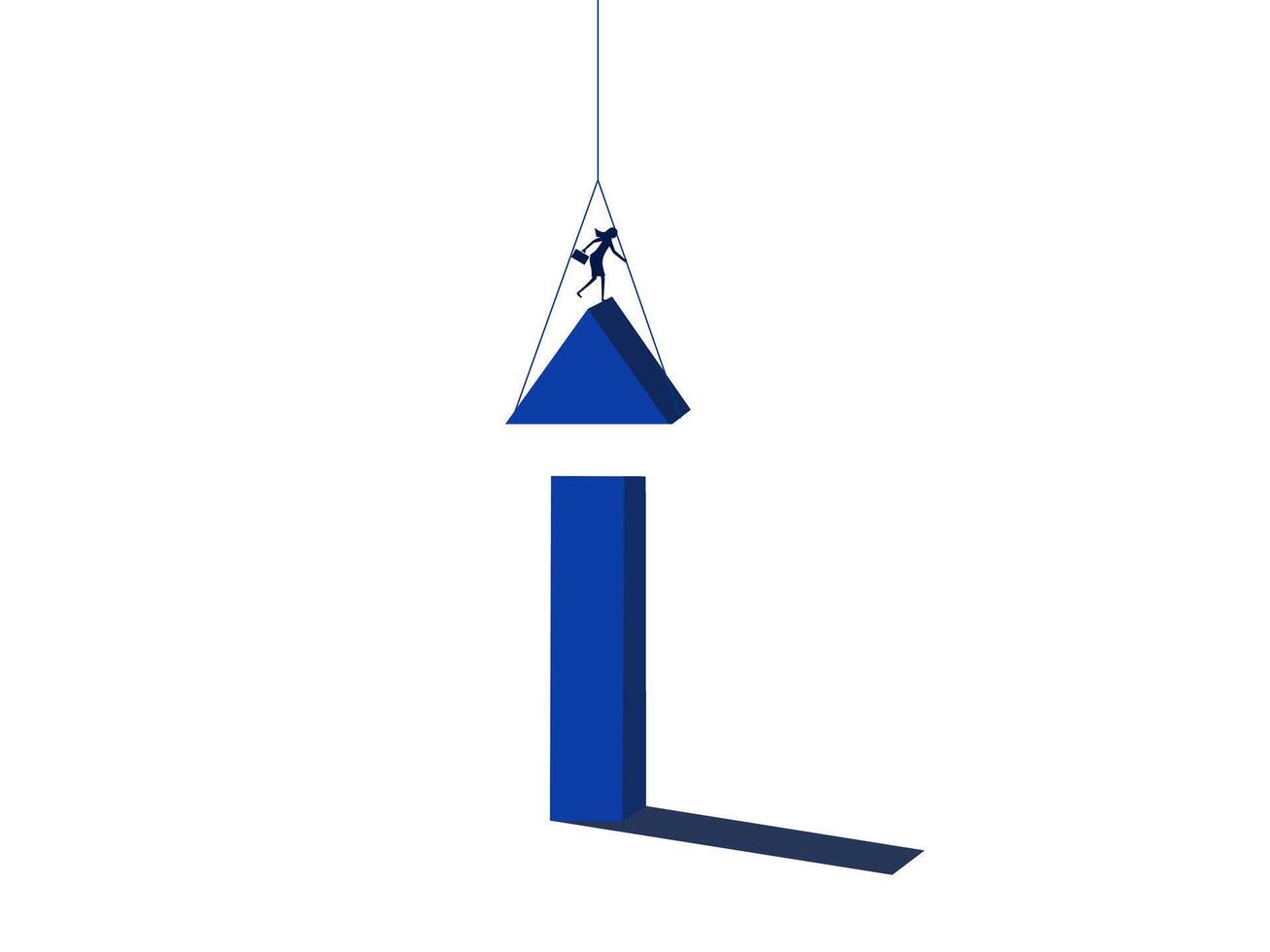 triangle with a woman hanging from it vector