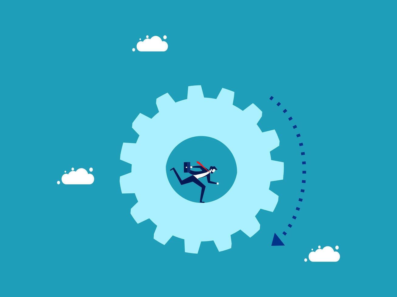 man running through a gear wheel vector
