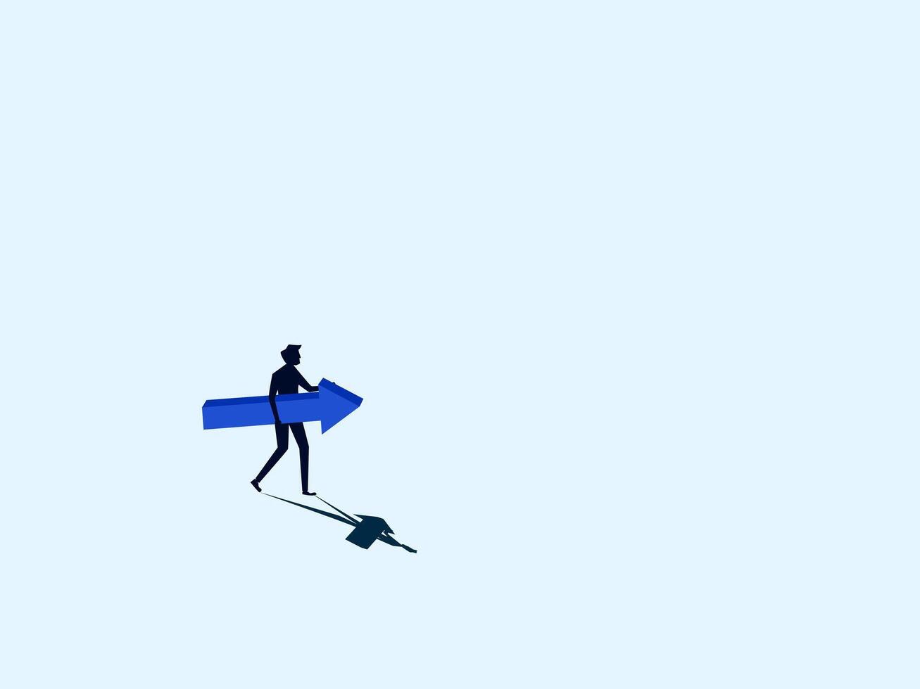 a man is walking with a blue arrow vector