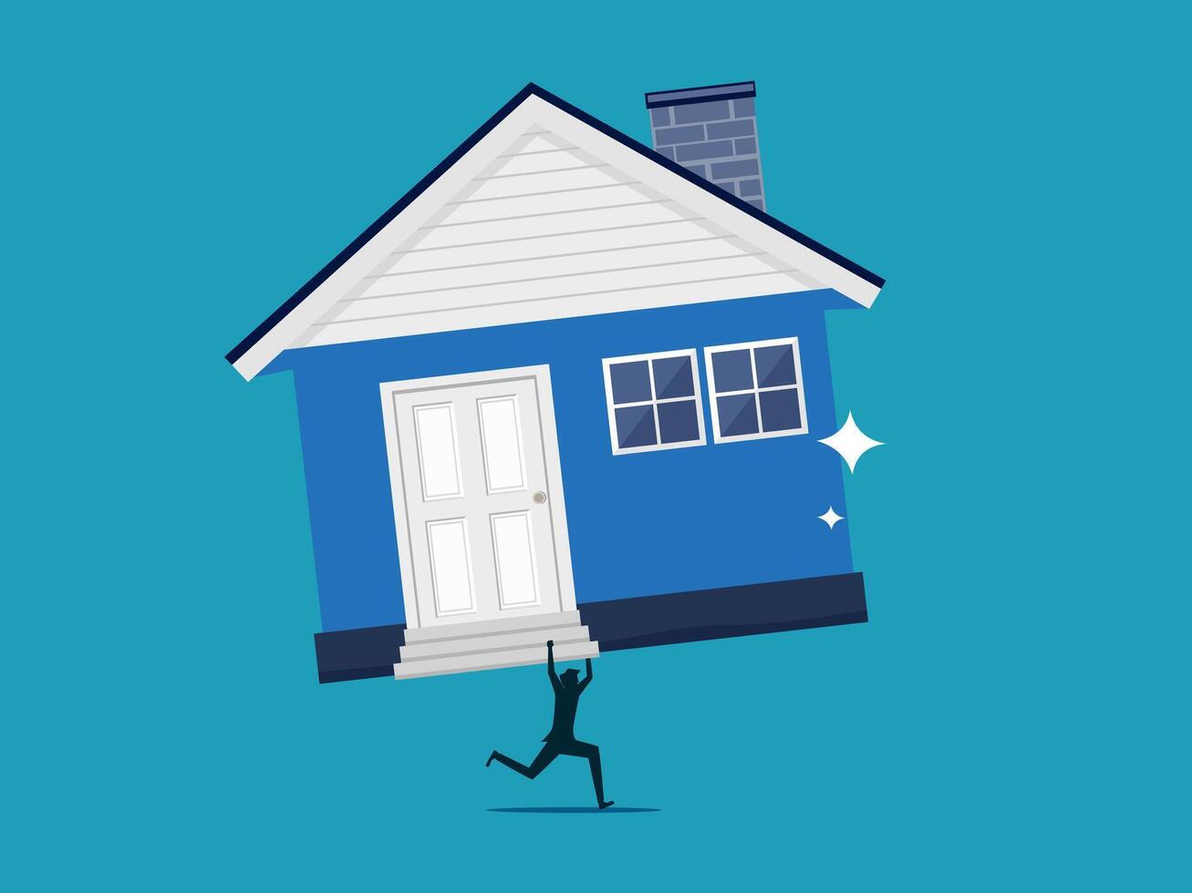 a man carrying a house over his head vector
