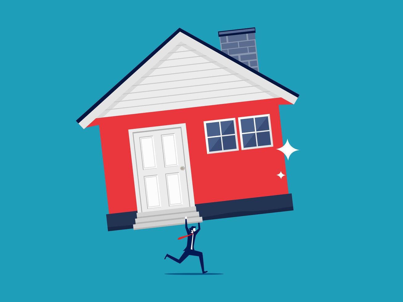 businessman carrying a house over his head vector