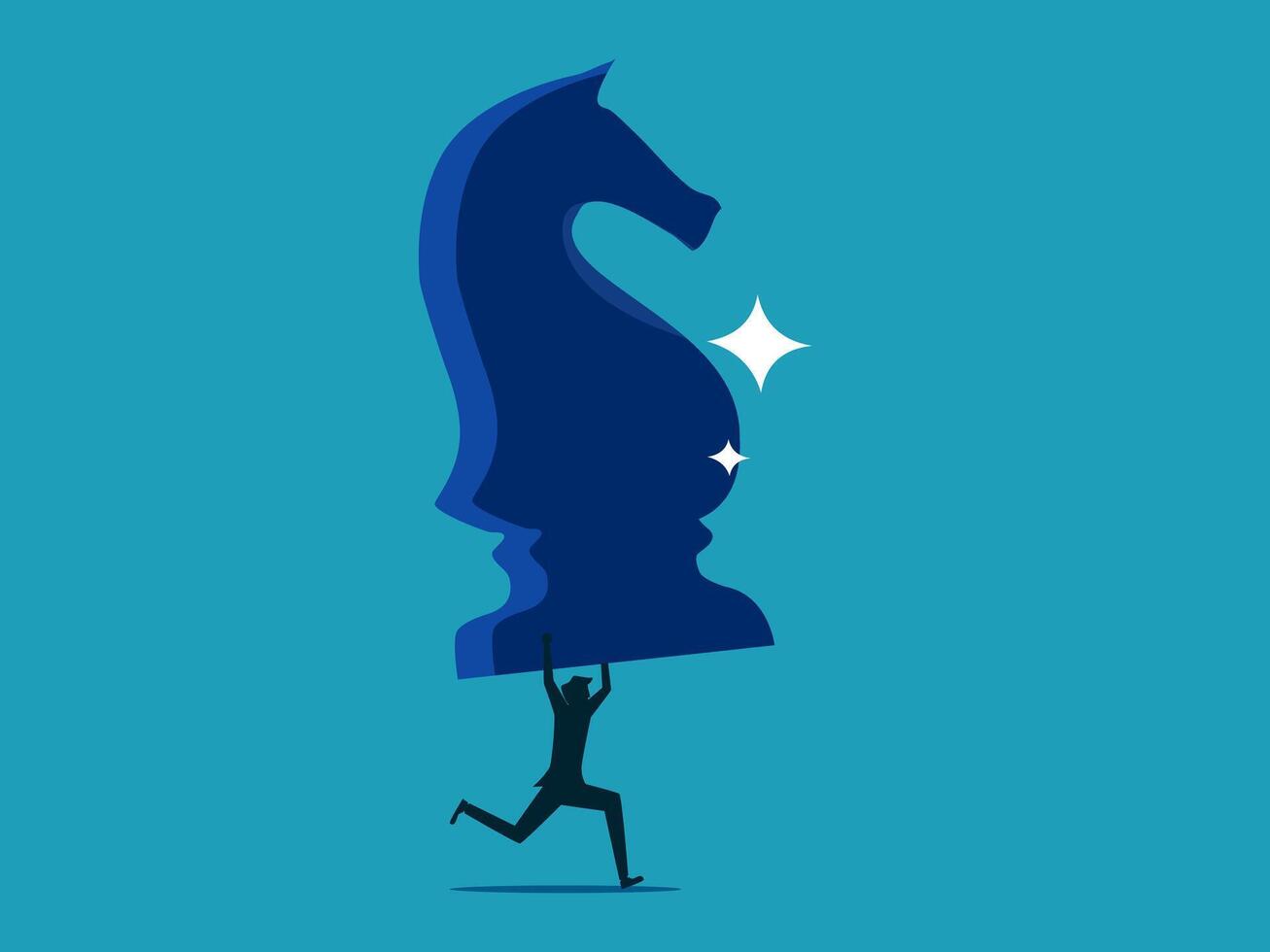 businessman carrying a giant chess piece on his back vector