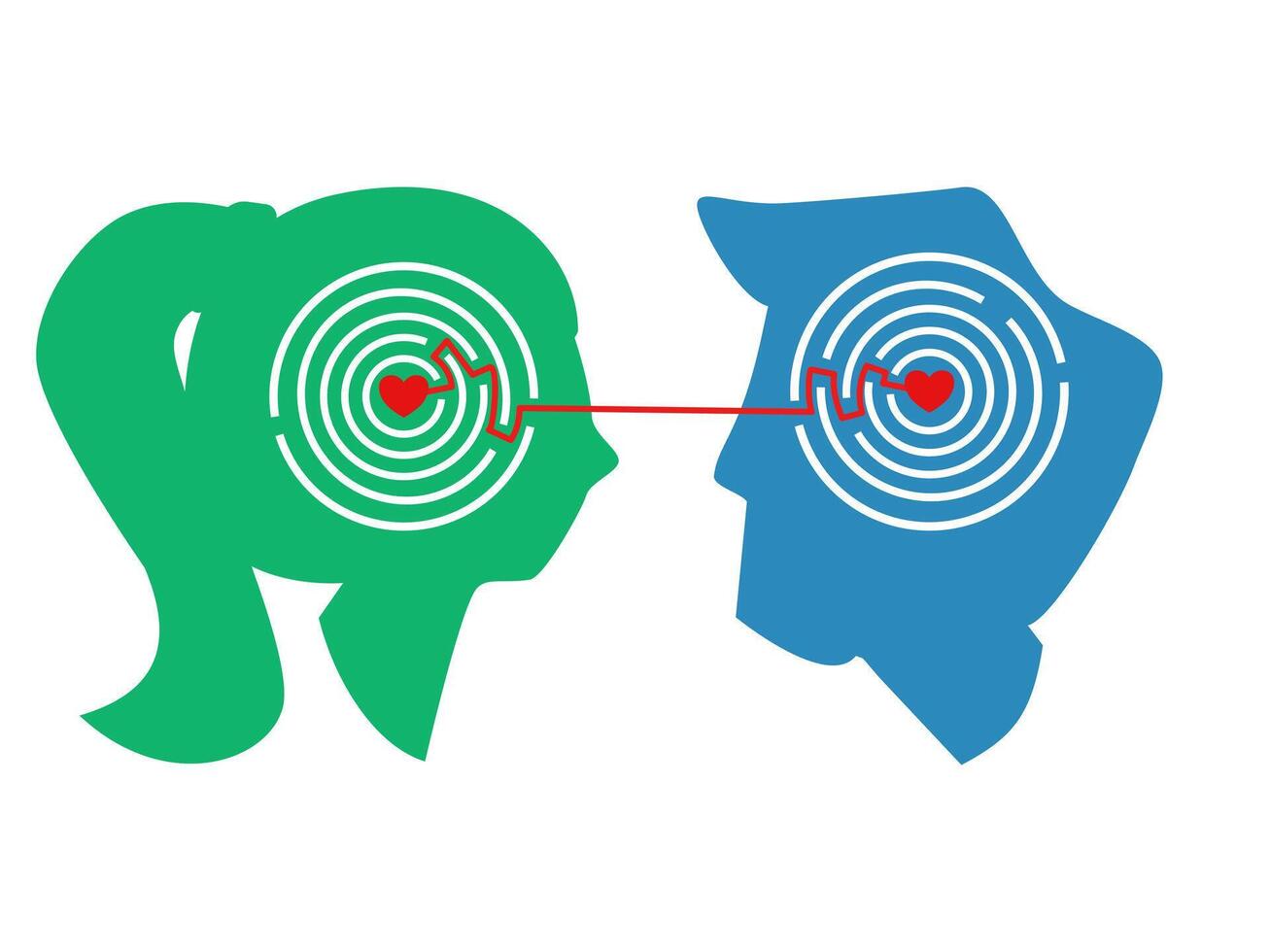 a man and woman are looking at each other through a maze vector