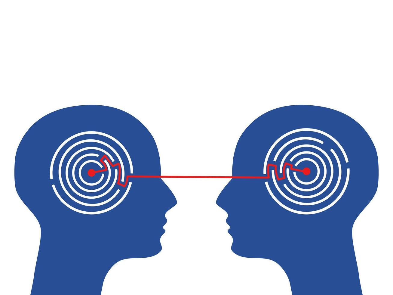 two people with a red dot in the middle of their heads vector