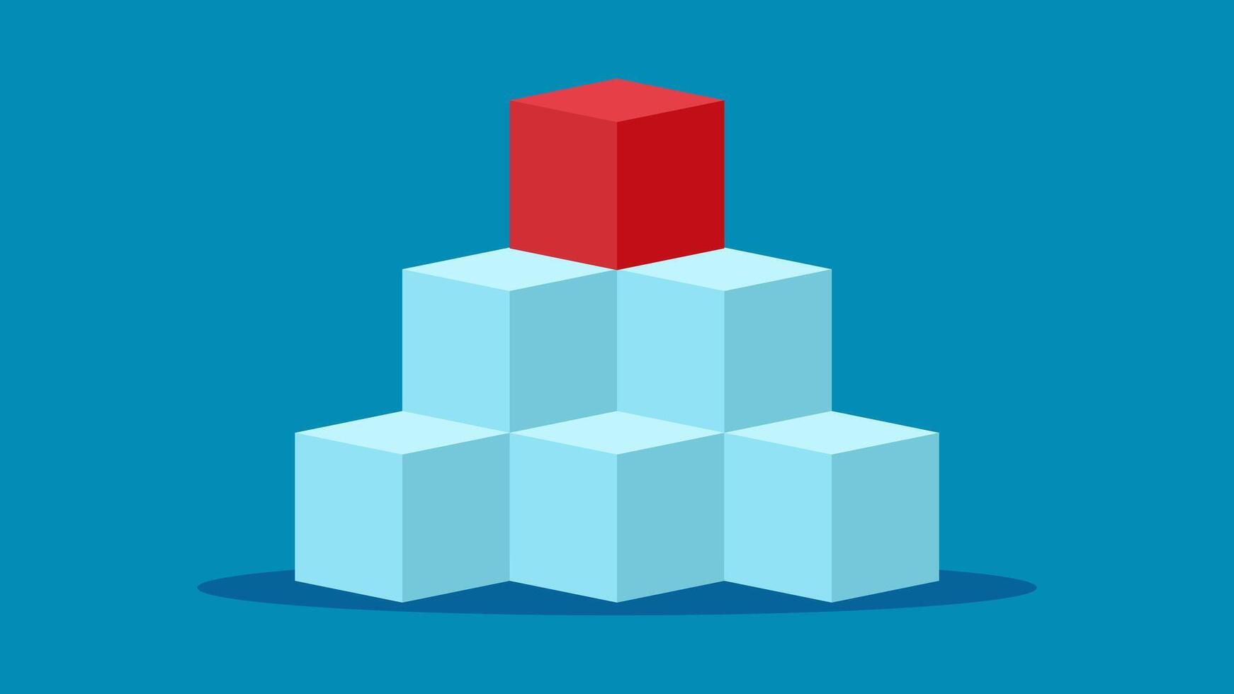 a red cube on top of a blue cube vector