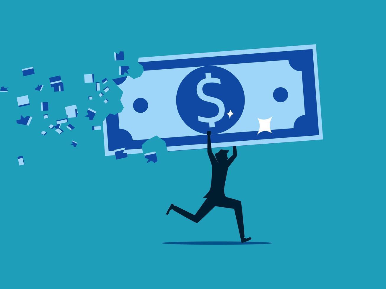 man running with money concept vector