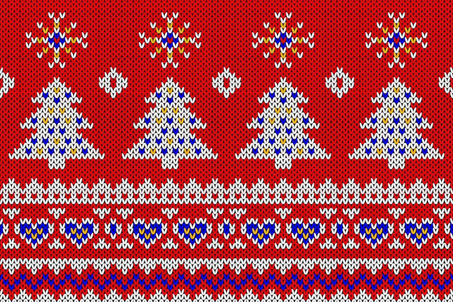 Knitting. Christmas seamless pattern. . Red knitted sweater texture. Set Xmas winter geometric background. Holiday fair isle traditional ornaments. Wool pullover illustration. Festive crochet vector