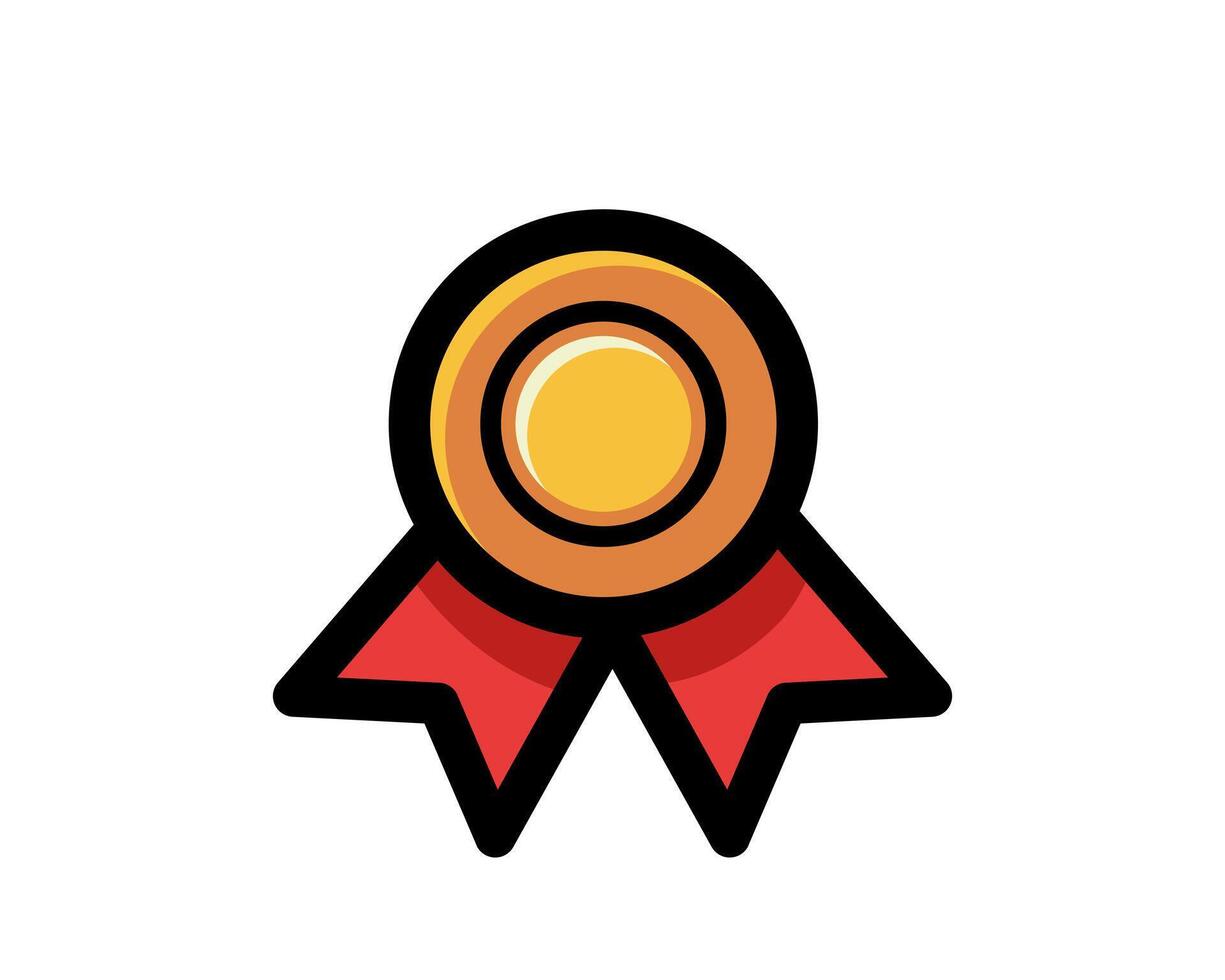 Medal with ribbon premium quality icon. Best choice label, certified badge, approval chec or award guarantee. vector