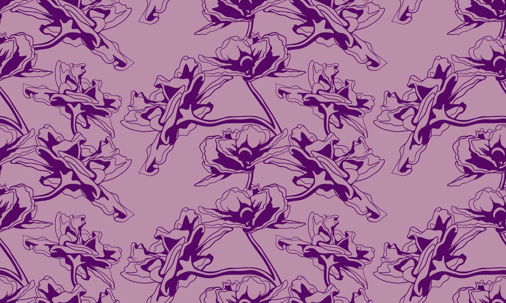 Hand drawn floral pattern design. Flower drawing simple ornament. vector