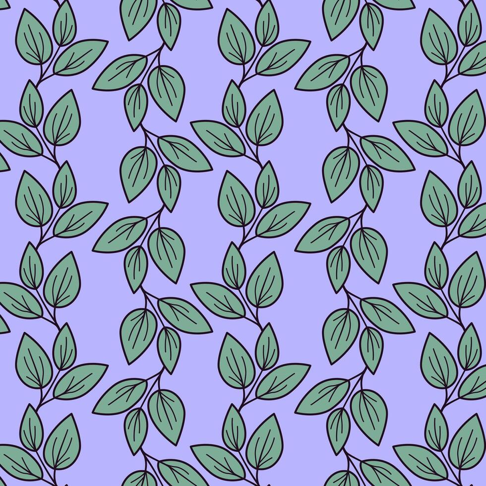 Hand drawn floral pattern design. Simple ornament with plant and leaf. vector