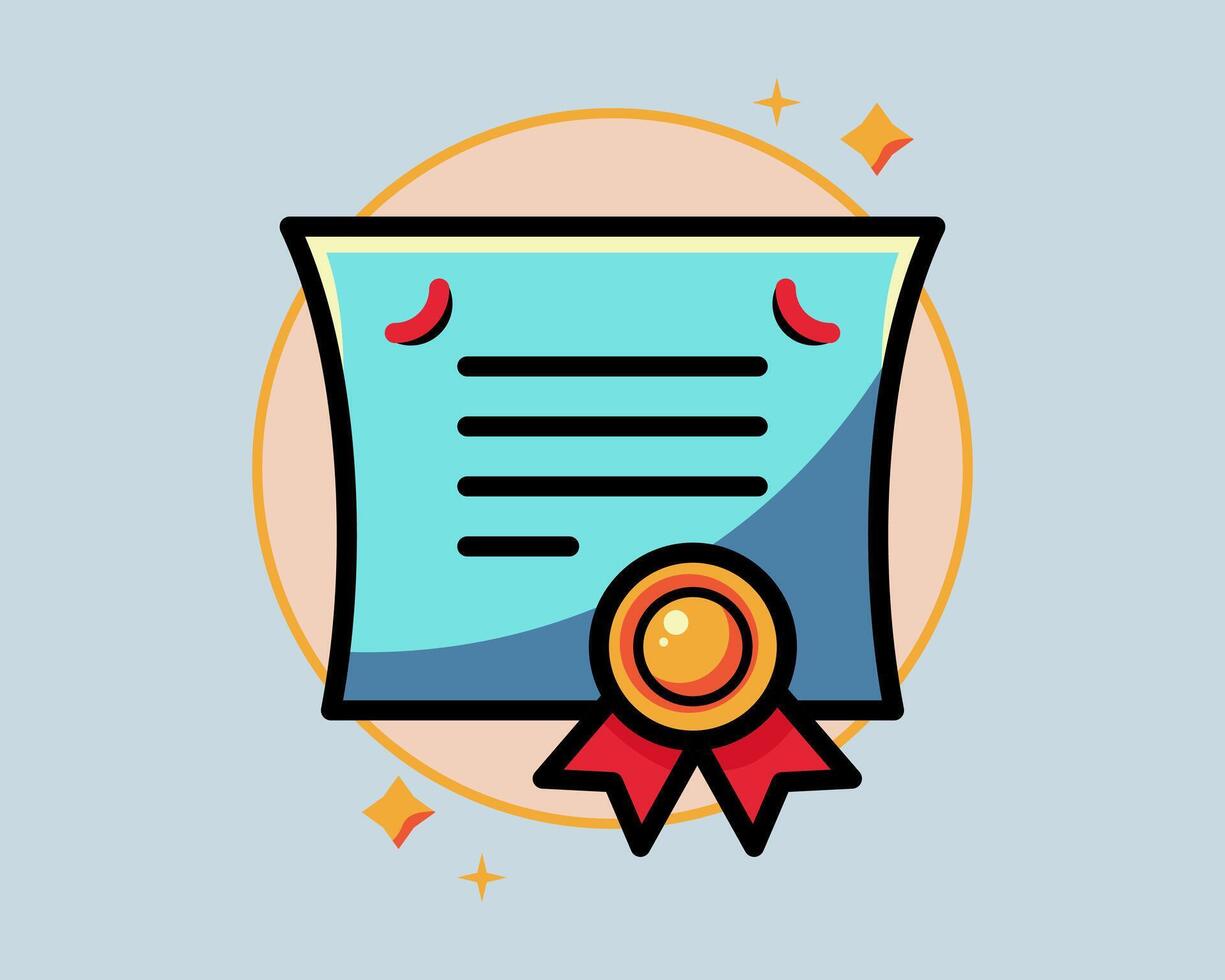 Quality certificate icon. Graduation degree diploma of university, college, school, other education training or course. Achievement or award document badge. vector