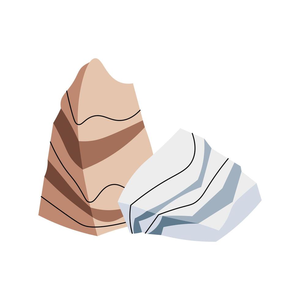 Stones on isolated background. Rocks illustration in flat style. Safari collection. illustration for clothes, fabric, greeting cards, stickers, etc. vector