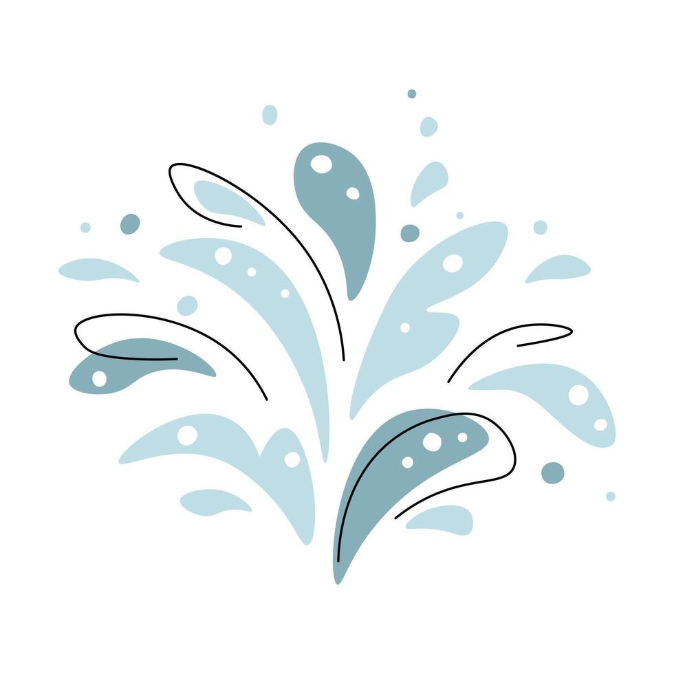 Water splash on isolated background. Water icon in flat style. Nature collection. clipart for clothes, fabric, greeting cards, stickers, etc vector