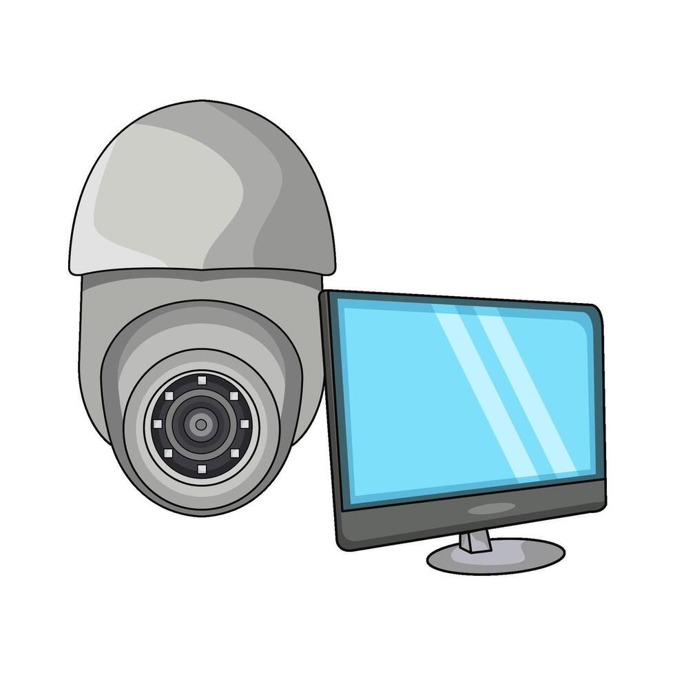 cctv with computer illustration vector
