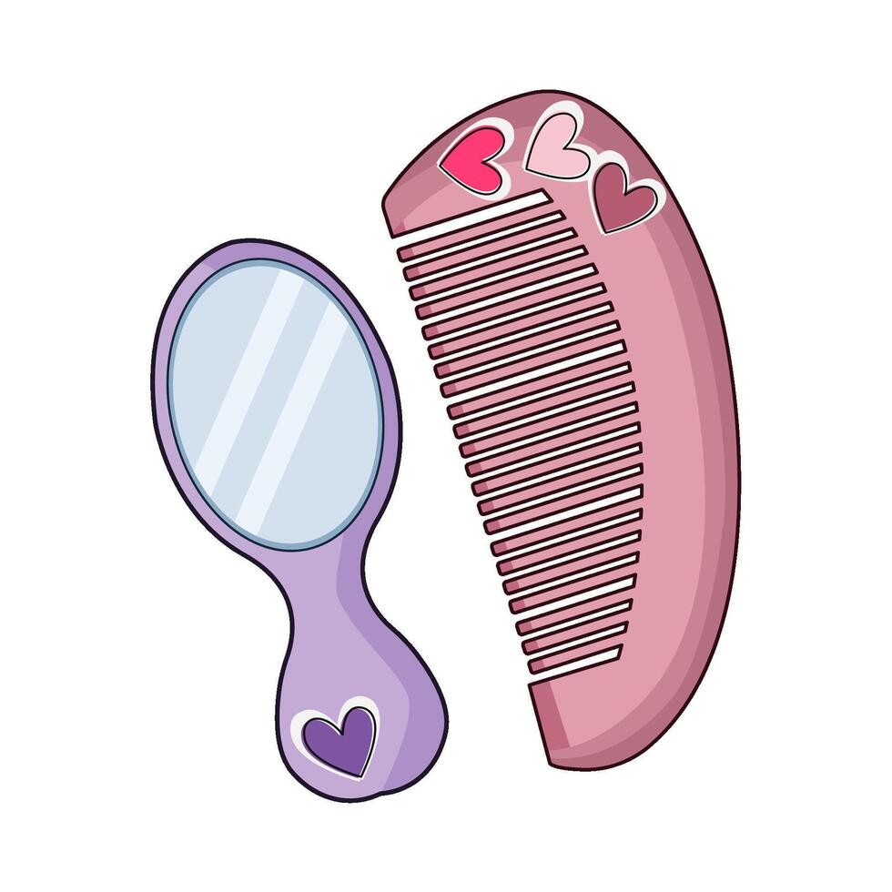 mirror and comb illustration vector