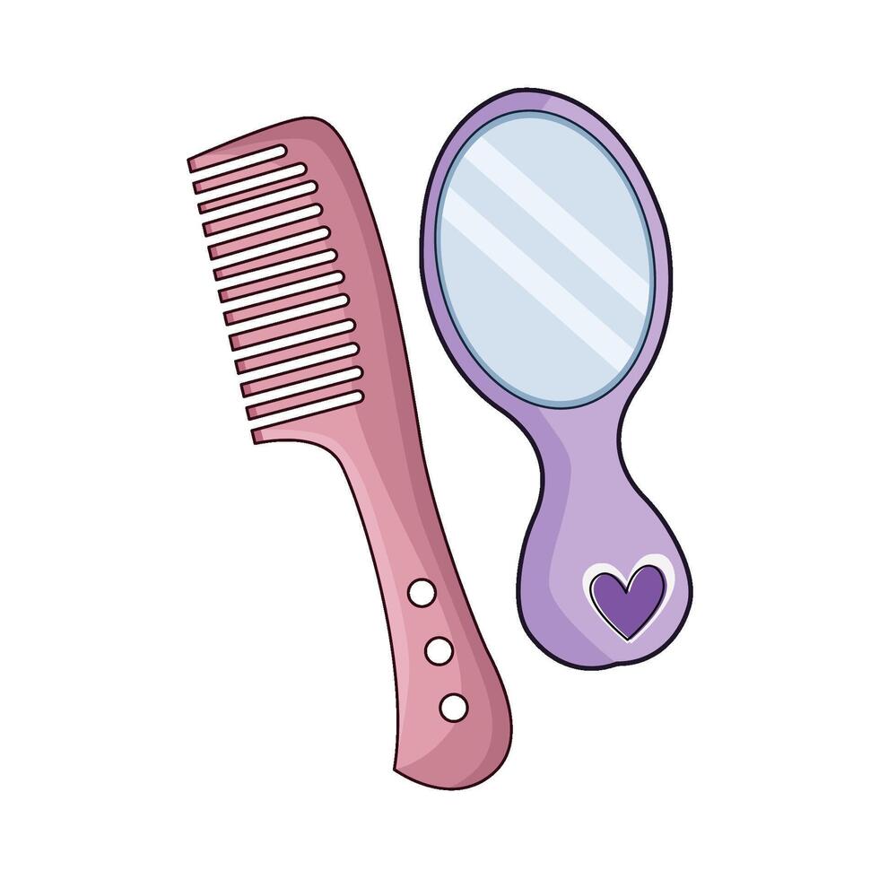 illustration of mirror and comb vector