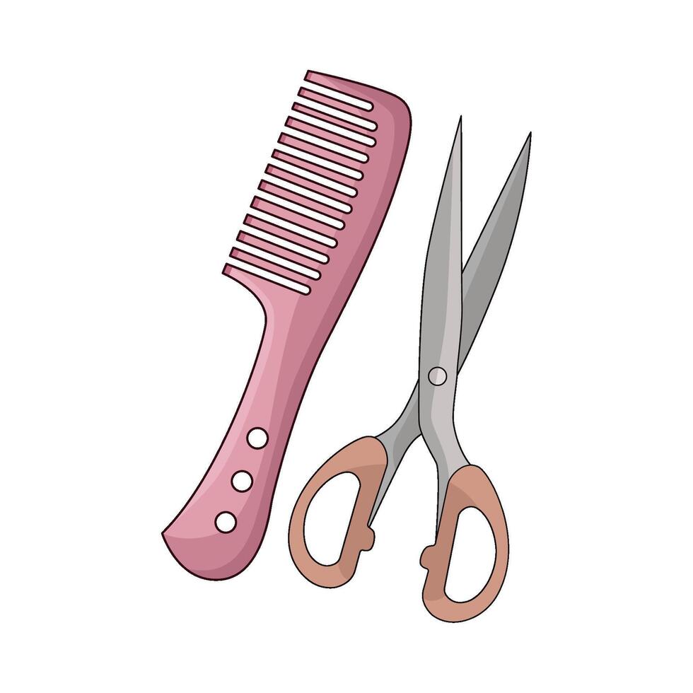 illustration of comb and scissors vector
