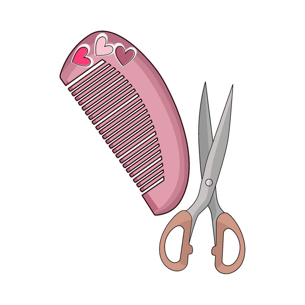 comb and scissors illustration vector
