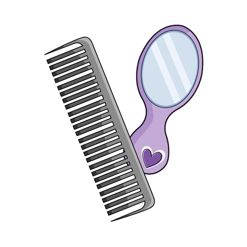 mirror and comb illustration vector
