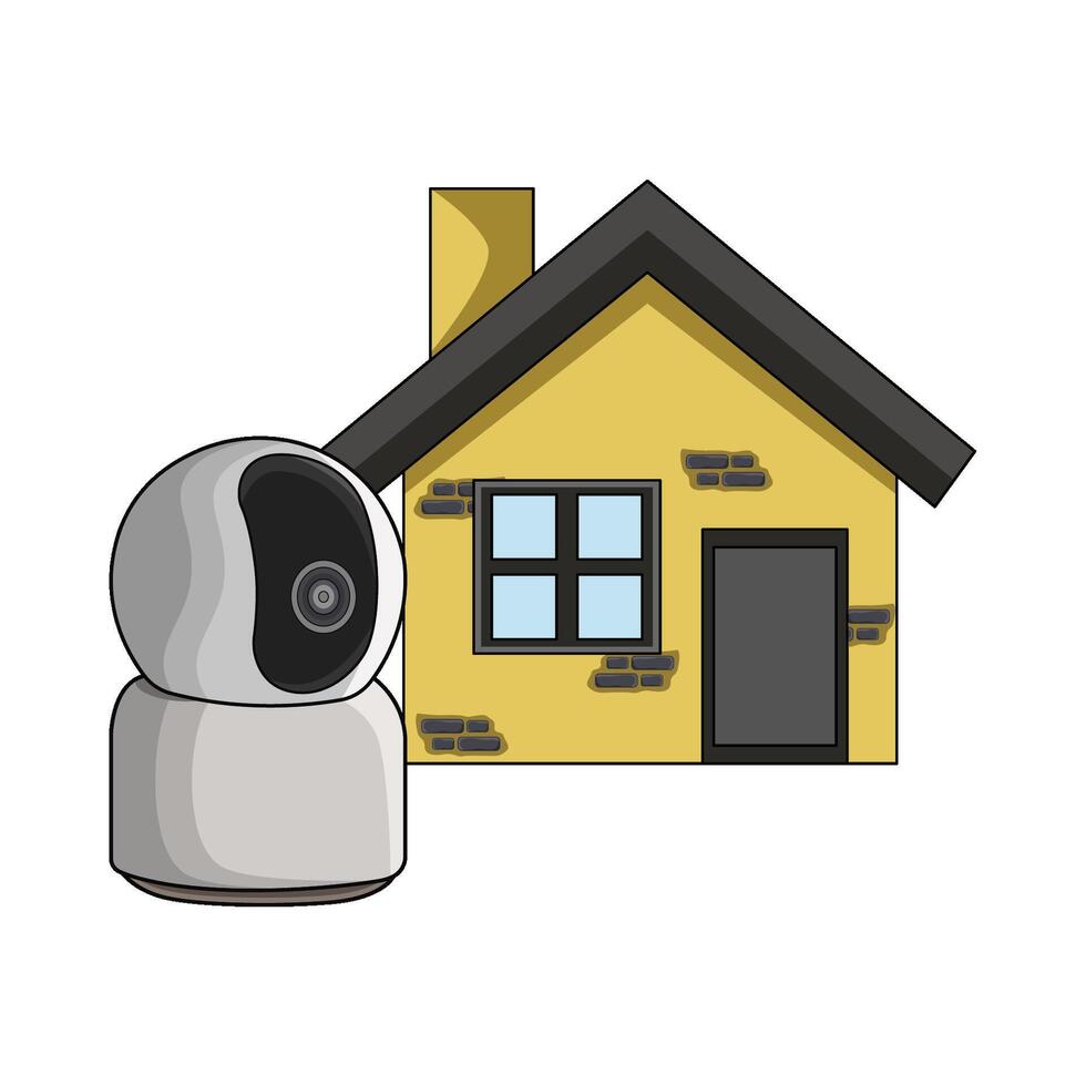 house with cctv camera vector