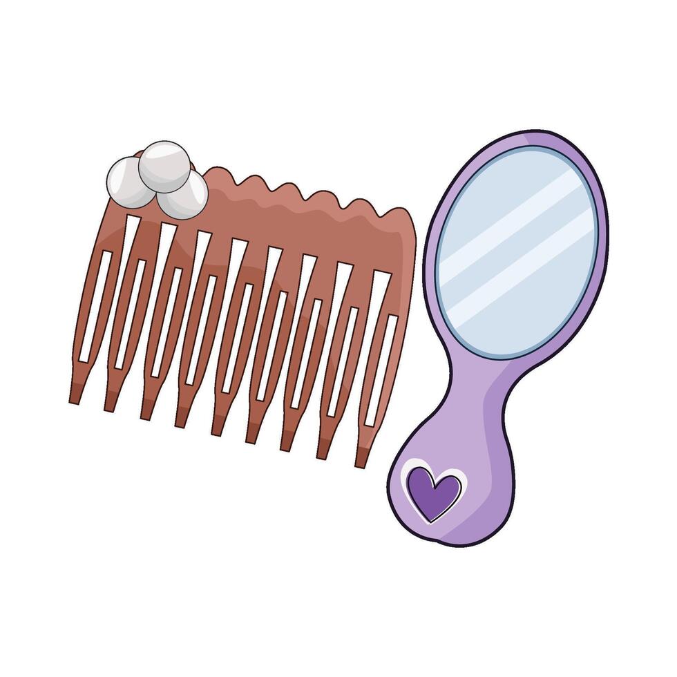 illustration of mirror with comb vector