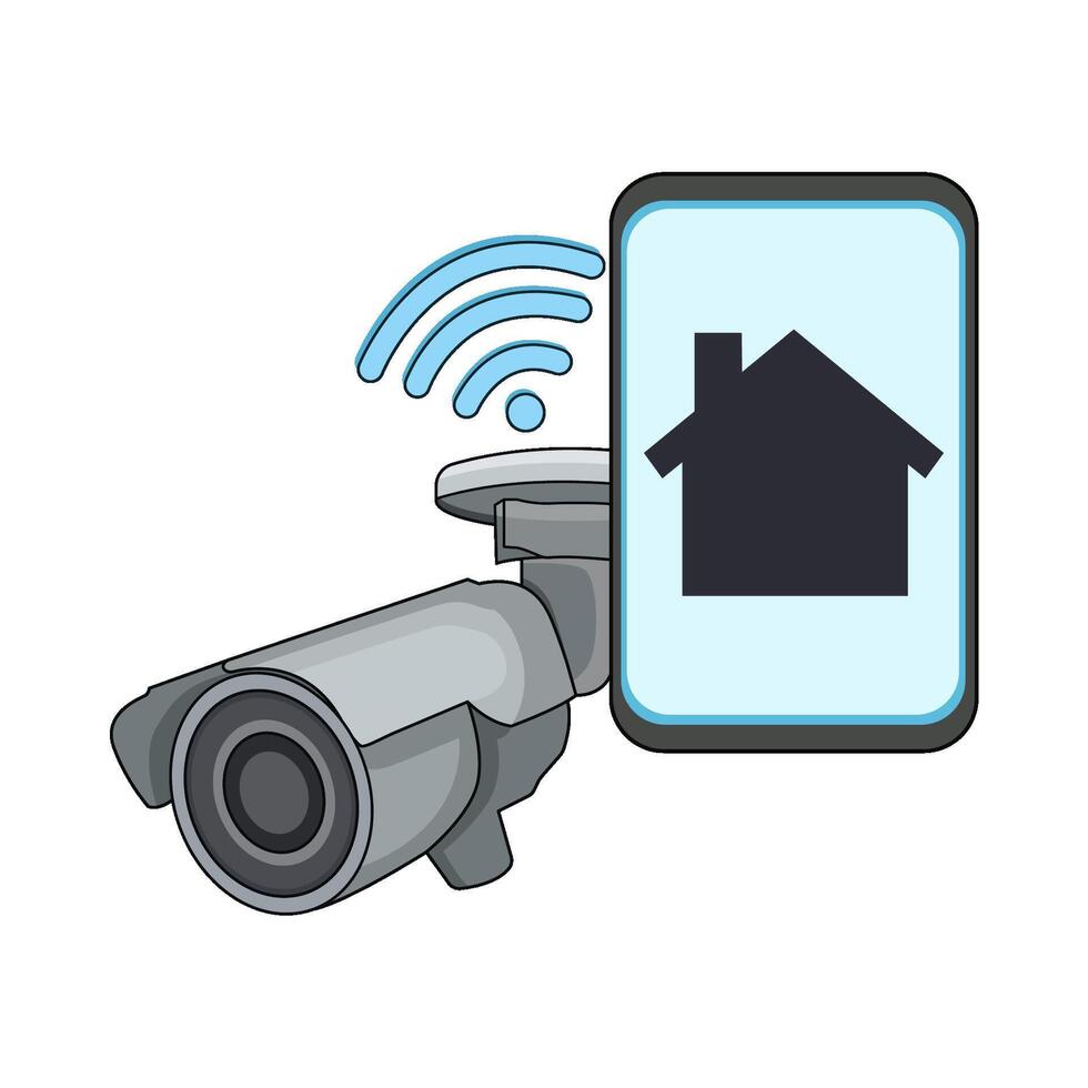 smart cctv security system vector
