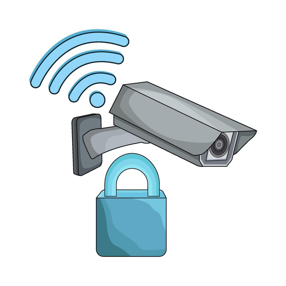 illustration of cctv lock vector