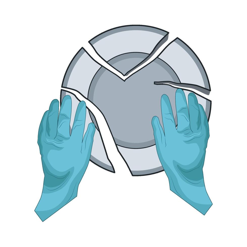 Broken Plate in Hand illustration vector