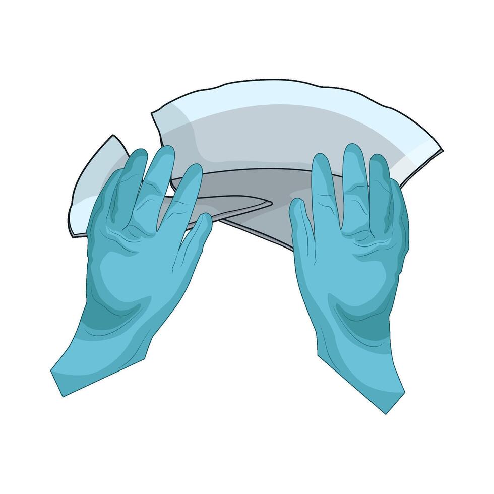 illustration of Hand Holding Broken Plate Fragments vector