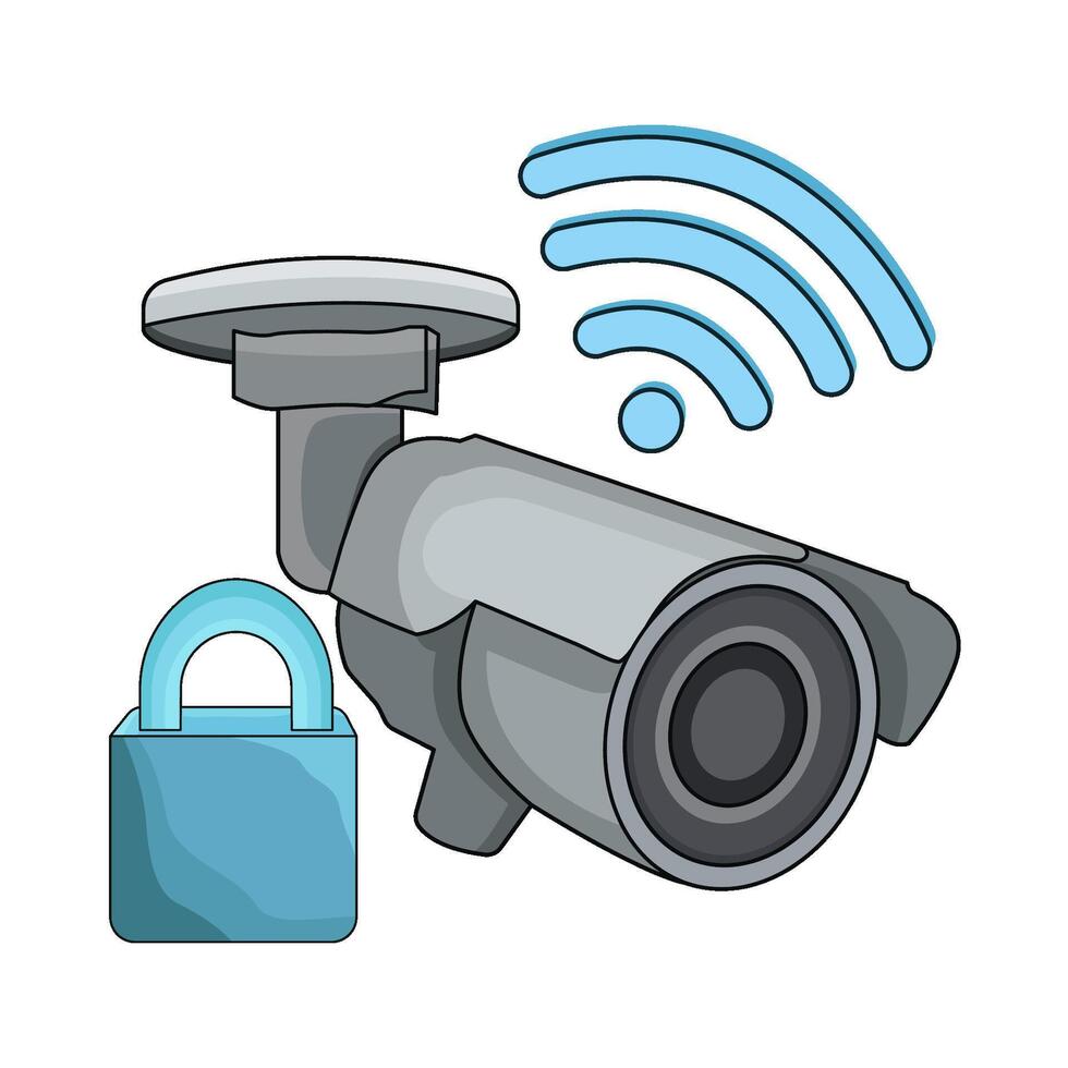 cctv lock illustration vector
