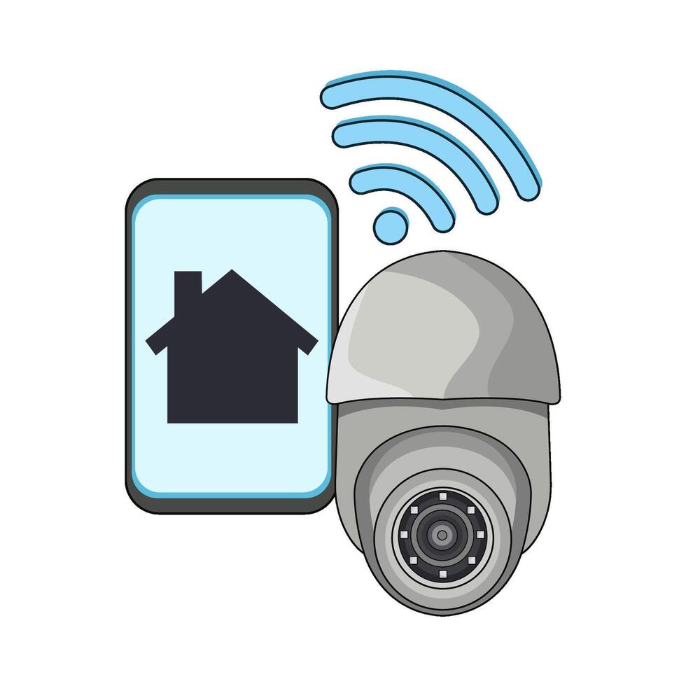 illustration of smart cctv security system vector