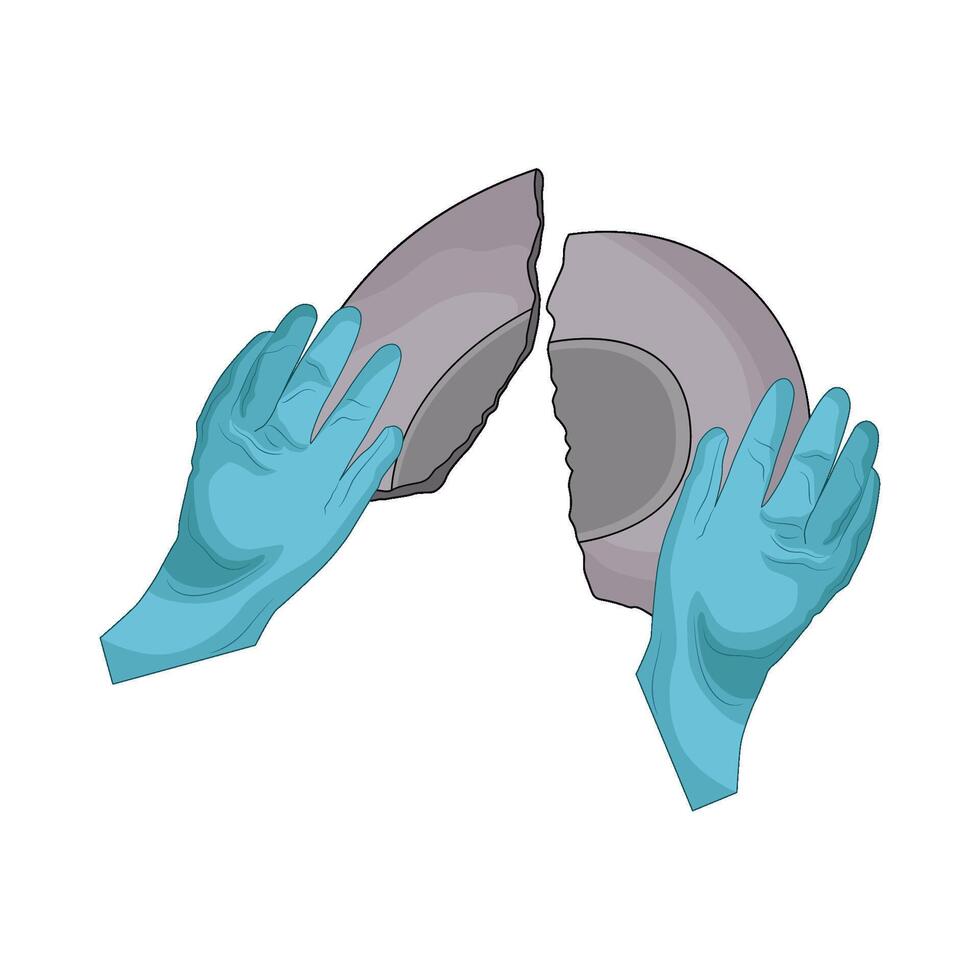 broken plate with hand illustration vector