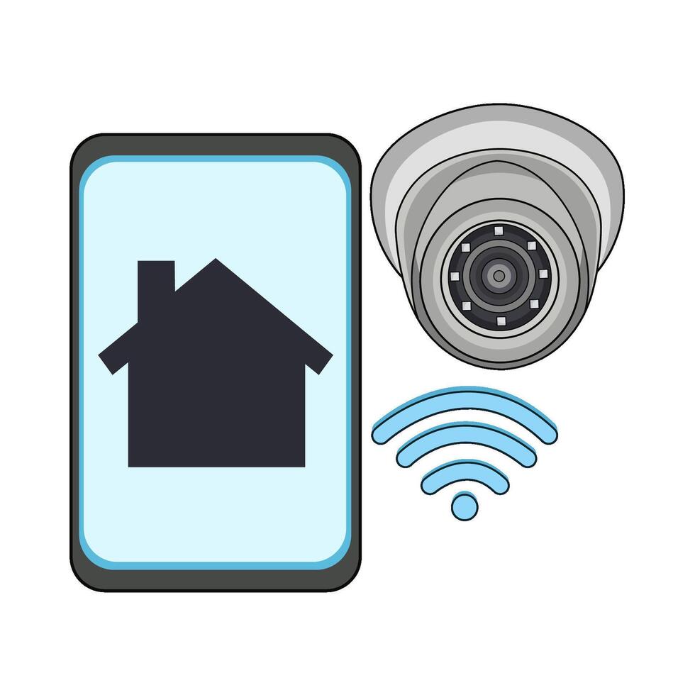 illustration of smart cctv security system vector